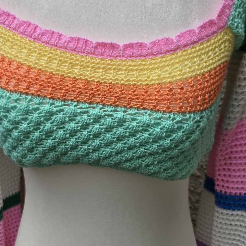Boho Crochet Long Sleeve Crop Top - Picture 5 of 8